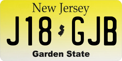 NJ license plate J18GJB