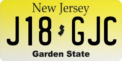 NJ license plate J18GJC