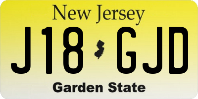 NJ license plate J18GJD