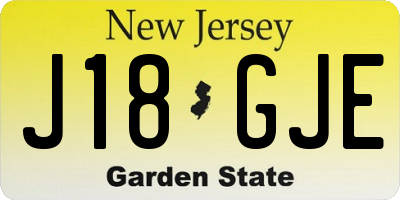NJ license plate J18GJE