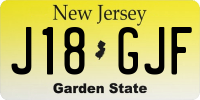 NJ license plate J18GJF