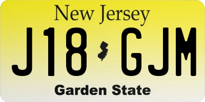 NJ license plate J18GJM