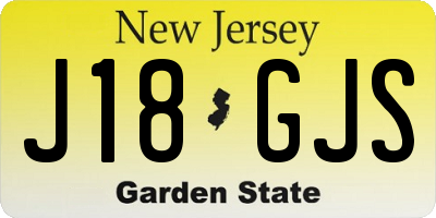 NJ license plate J18GJS