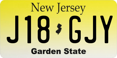 NJ license plate J18GJY