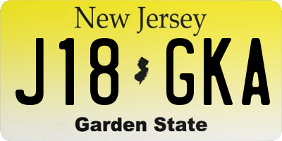 NJ license plate J18GKA