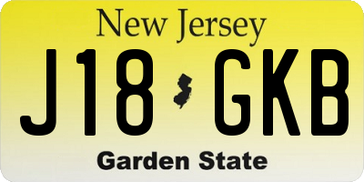 NJ license plate J18GKB