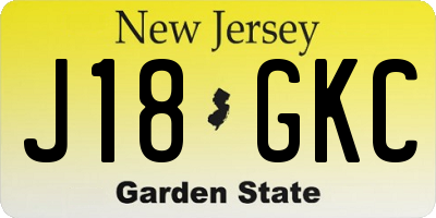 NJ license plate J18GKC
