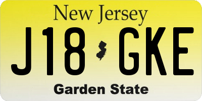 NJ license plate J18GKE