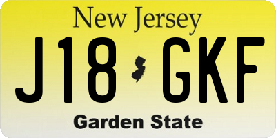 NJ license plate J18GKF