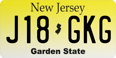 NJ license plate J18GKG