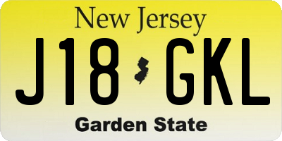 NJ license plate J18GKL