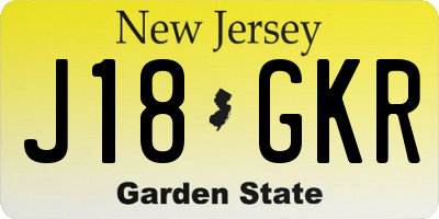 NJ license plate J18GKR