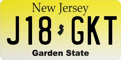NJ license plate J18GKT