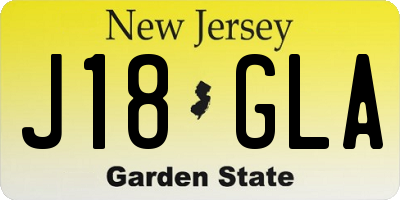 NJ license plate J18GLA