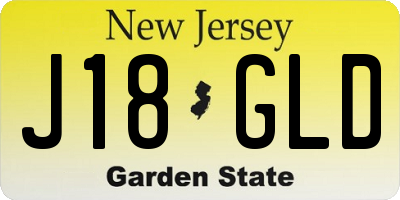 NJ license plate J18GLD