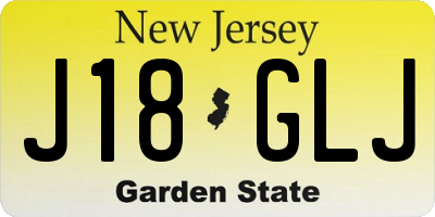 NJ license plate J18GLJ