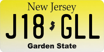 NJ license plate J18GLL