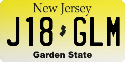NJ license plate J18GLM