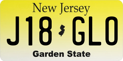 NJ license plate J18GLO
