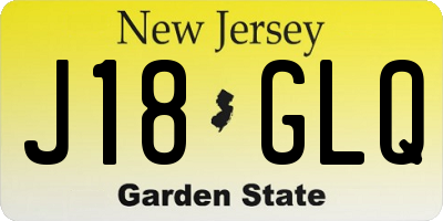 NJ license plate J18GLQ