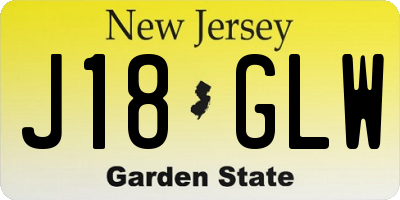 NJ license plate J18GLW