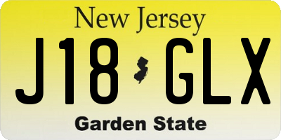 NJ license plate J18GLX