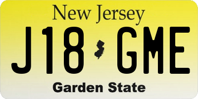 NJ license plate J18GME