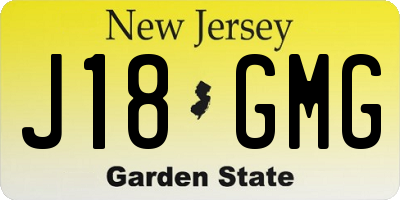 NJ license plate J18GMG