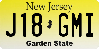 NJ license plate J18GMI