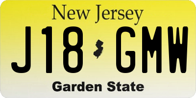 NJ license plate J18GMW