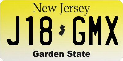 NJ license plate J18GMX