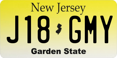 NJ license plate J18GMY