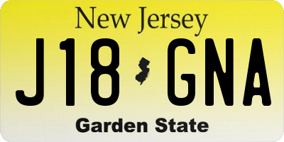 NJ license plate J18GNA