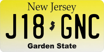 NJ license plate J18GNC