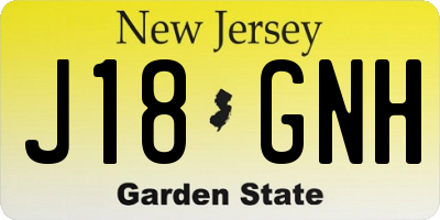 NJ license plate J18GNH