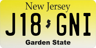 NJ license plate J18GNI