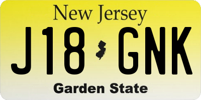 NJ license plate J18GNK