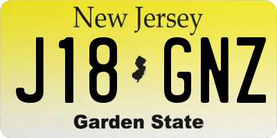 NJ license plate J18GNZ