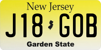 NJ license plate J18GOB