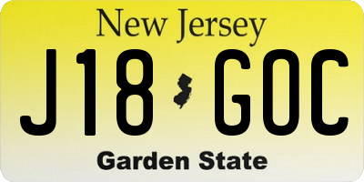 NJ license plate J18GOC