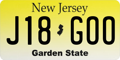 NJ license plate J18GOO