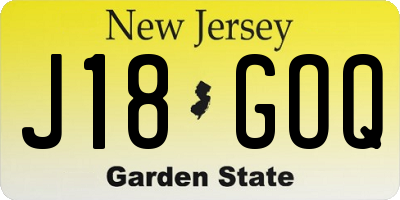 NJ license plate J18GOQ