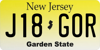 NJ license plate J18GOR