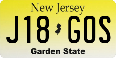 NJ license plate J18GOS