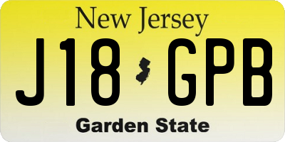 NJ license plate J18GPB