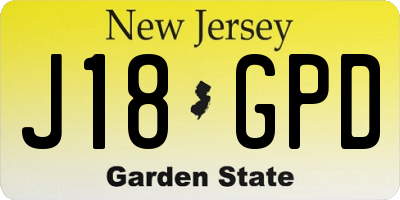 NJ license plate J18GPD
