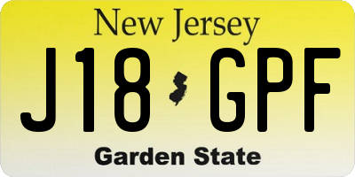 NJ license plate J18GPF