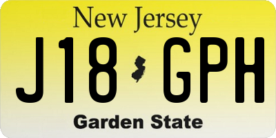 NJ license plate J18GPH
