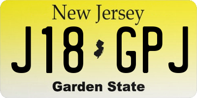 NJ license plate J18GPJ