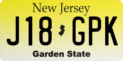 NJ license plate J18GPK